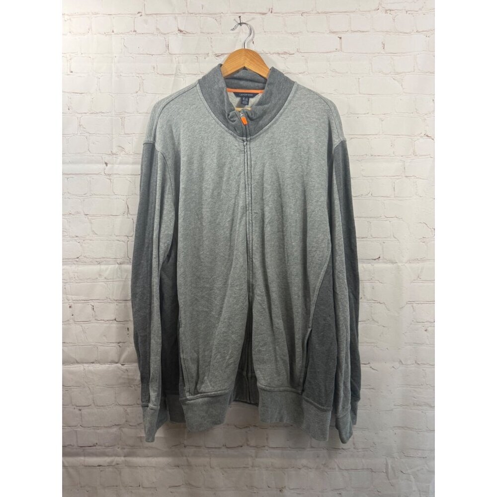 Lands End Zip Up Sweatshirt Mens Size XXL Gray Color Block Jacket